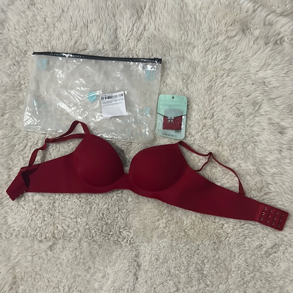 NWT - Wine Red Push Up Bra with Extension 34B - 75